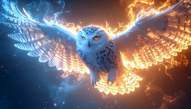 フクロウ幻想スピリチュアル光羽抽象背景