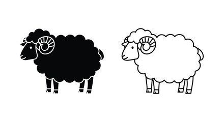 Obraz premium Black and White Rams: Unique Ram Symbols Design Vector
