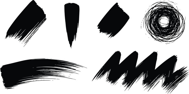 A grunge illustration of a black and white eagle feather set featuring vector wing silhouettes and ink pen brush strokes for nature design elements