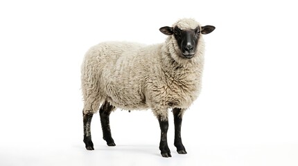 Fototapeta premium Isolated sheep on white background in a studio environment for stock photography