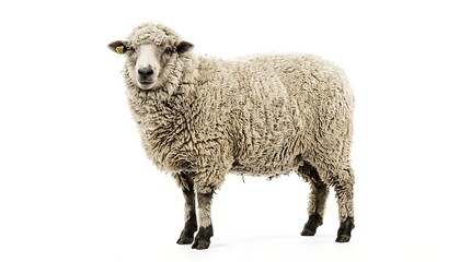Obraz premium Isolated sheep on white background portrait livestock animal concept