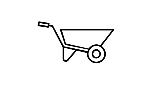 Sleek minimalist wheelbarrow line icon vector illustration for gardening, landscaping, and construction. Scalable flat design graphic, AI-generated, ideal for web, print, and mobile apps.