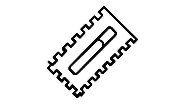 Notched Trowel Vector Icon Illustration: Minimalist Line Art Design of a Professional Tiling and Masonry Tool for Construction, Home Improvement, and DIY Projects, Scalable AI-Generated Graphic