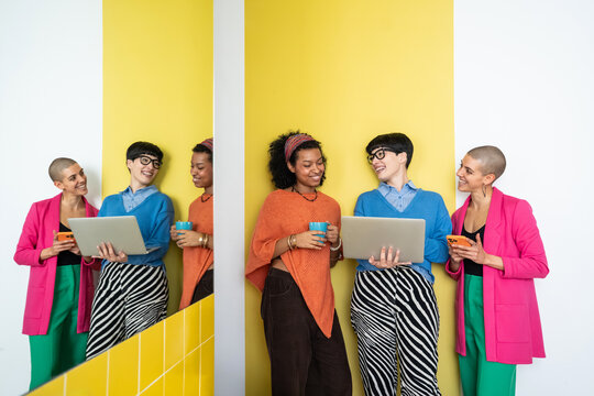 Creative women collaborating in a modern business setting