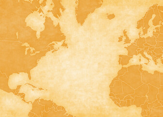 Ocher map of North Atlantic Ocean - Blank map © Tindo