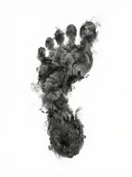 Carbon Footprint Smoke Factories Pollution Climate Change Concept