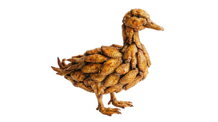 Obraz premium Golden roasted chicken wing duckling sculpture isolated on transparent background
