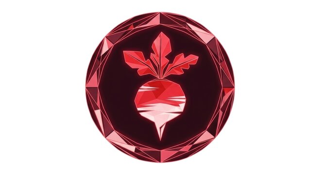 Red beetroot icon with leaves.