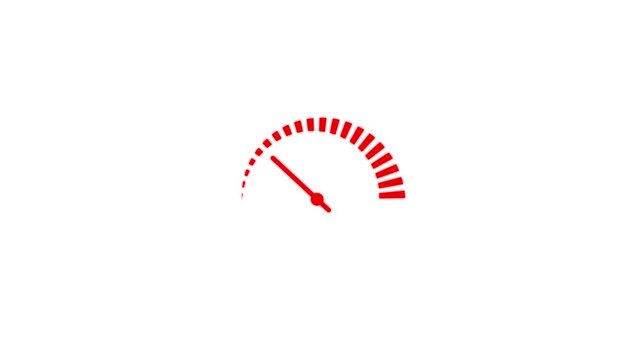 Red Speedometer Gauge Icon on White Background indicator