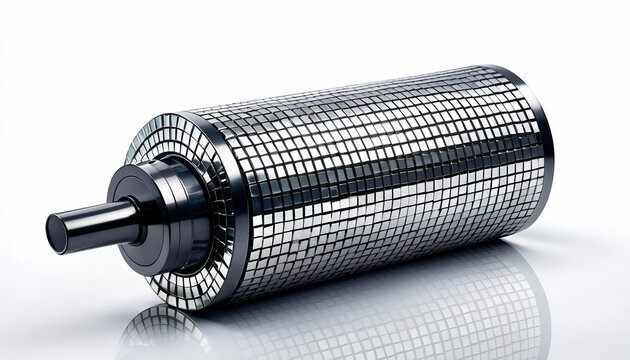 Shiny Metal Embossing Roller with Textured Surface for Craft and Industry.