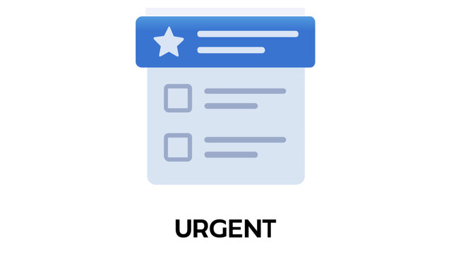 Vector illustration of a project plan icon featuring  blue header with a star ad a checklist for task mangement, organization, and roductivity, designed in amodern minimalist flat stye.