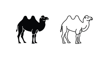 Obraz premium Dromedary vs Bactrian Camel Illustration Guide Vector