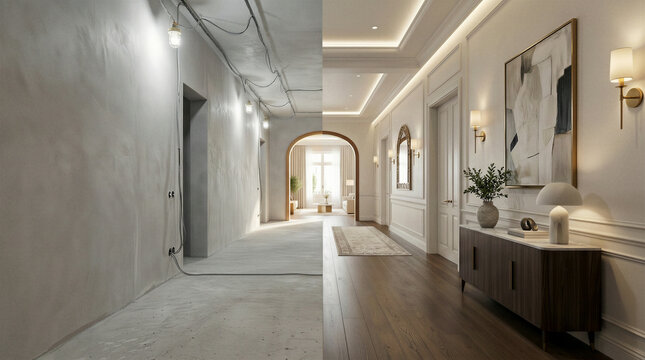 Hallway Renovation Before and After with Elegant Interior Design
