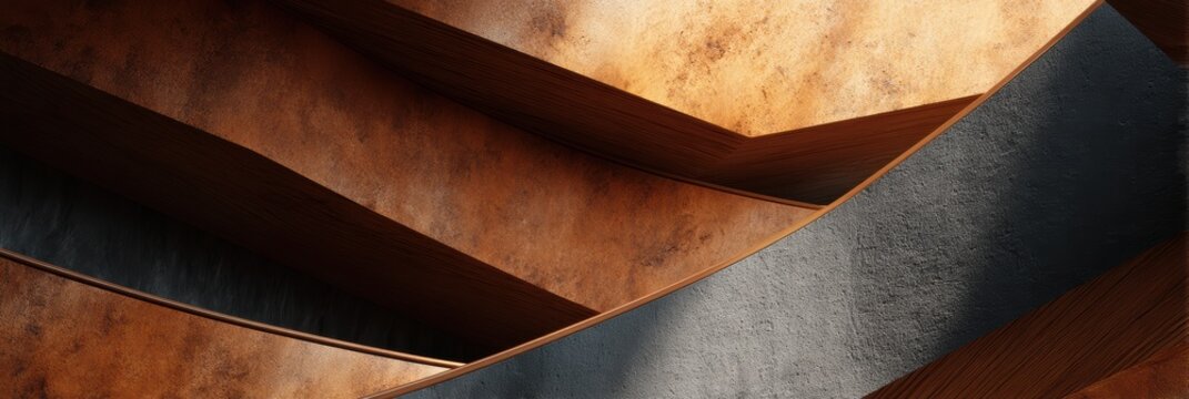 木と金属の層は空間にユニークなデザインを生み出します