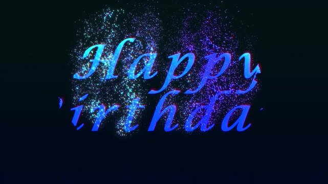 birthday intro revealing card happy birthday with sparkling glitter particles background