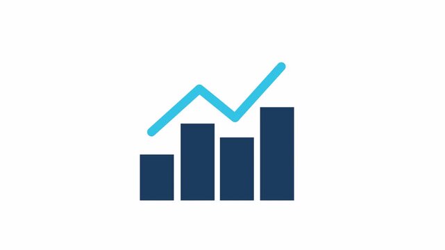 Simple animated bar chart showing growth and upward trend with line graph overlay.