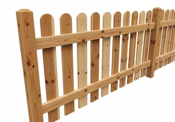 Obraz premium Wooden picket fence isolated on white background