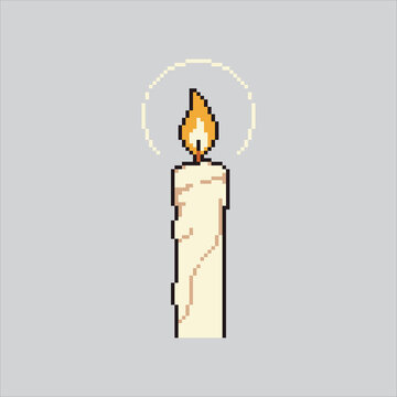 Pixel art illustration Candle Glow. Pixelated Holy Candle. Candle Halo Glow Icon pixelated for the pixel art game and icon for website and video game. old school retro.