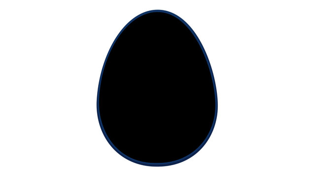 Minimalist business model vector icon illustration of a black egg with a blue outline, symbolizing startup incubation, growth potential, and new beginnings for corporate development projects.