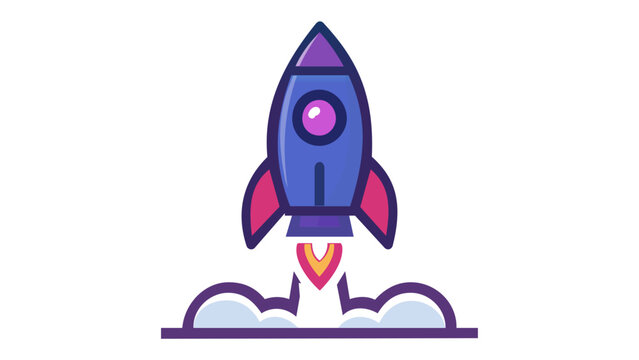Colorful vector illustration of a rocket ship launching, representing a startup business, innovation, and growth. This minimalist flat icon is perfect for technology, marketing, and web design.