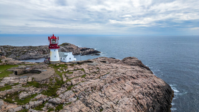 Lindesnes Lighthouse on the Rocky Promontory, Norway