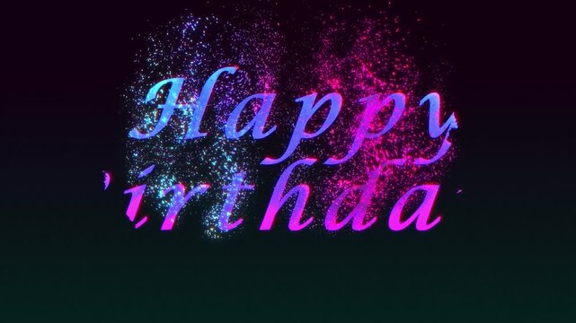 birthday intro revealing card happy birthday with sparkling glitter particles background