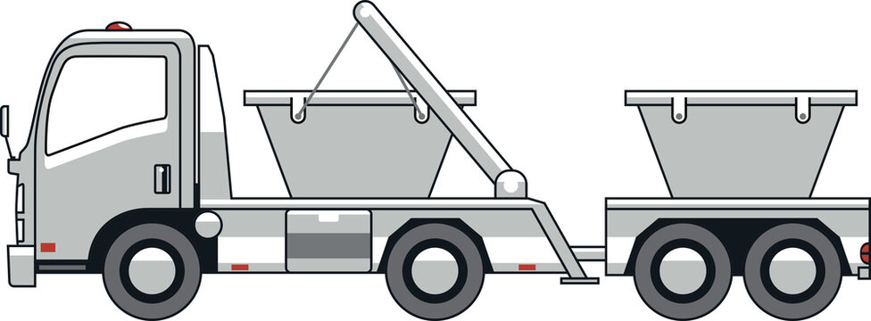 Cantilever skip truck with trailer.