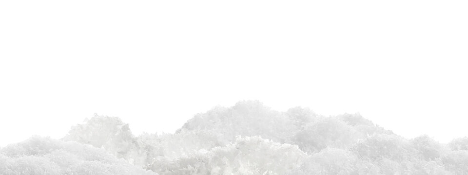 Pile of white snow on transparent background