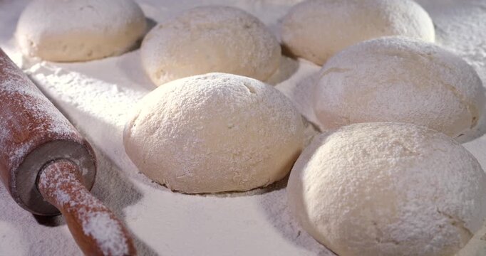 Timelapse yeast dough rising with camera zoom close up baking