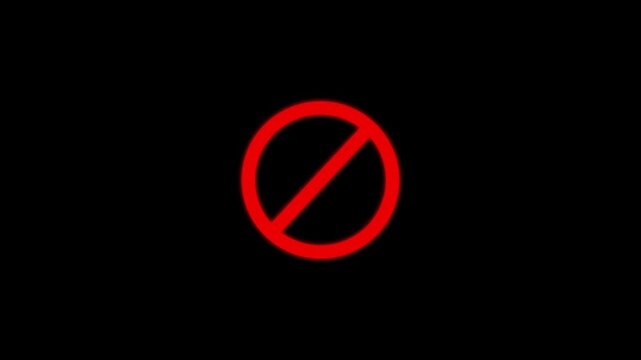 Red Prohibition Symbol On Black Background .: prohibition symbol, no symbol, forbidden