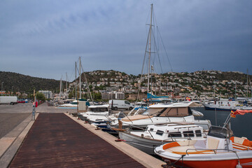 The town and port of Roses in Catalonia, Spain, on the Costa Brava