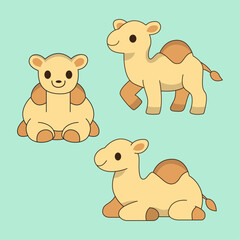 Obraz premium Cute Little Camel Character Flat Vector Illustration