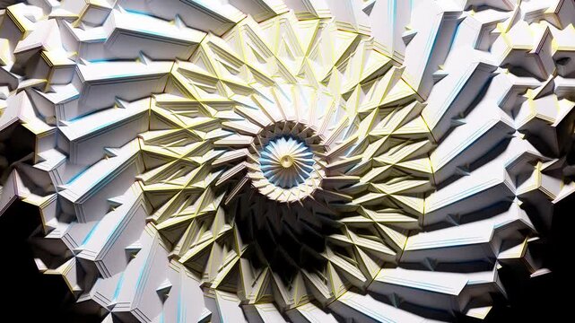 3d render abstract art 3d background with part of surreal symmetry fractal object turbine engine detail in rotation deformation process