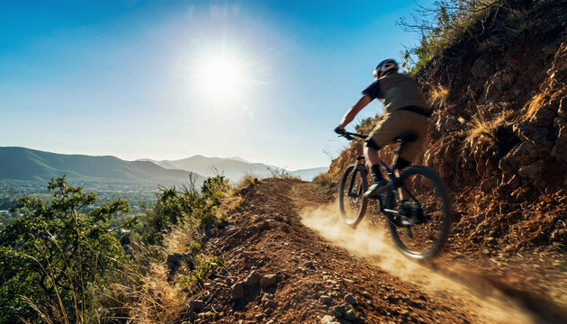 Exciting Mountain Biking Adventure on Narrow Trail.