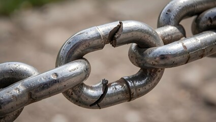 Naklejka premium Closeup of broken chain