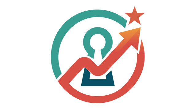 Vector illustration of an insurance contract icon with a keyhole, rising arrow, and star, symbolizing security, policy growth, financial protection, and success in a flat minimalist design.
