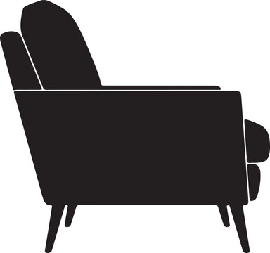 A black silhouette of a chair with a footstool Vector, illustration