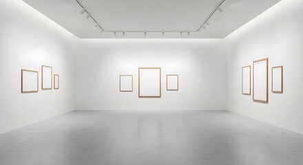 Fototapeta premium Modern Art Gallery with Empty Frames and Track Lighting