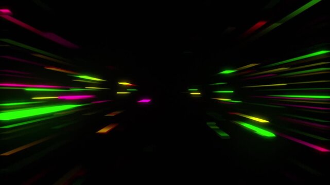 Dynamic light streaks through a dark abstract tunnel, conveying speed and futuristic energy for technology and sci-fi projects.