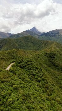 Cinematic Aerial View of Laguna Cuicocha with Cotacachi Volcano in Ecuador
