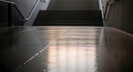 Obraz premium Modern Interior Subway Stairs with Reflective Floor