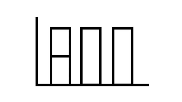 Growing bar chart animation on white background representing annual reports, business analytics, and positive financial trends.