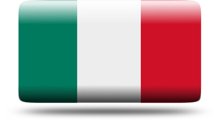 Fototapeta premium This 3d waving Italian flag icon and glossy national button design features the patriotic green white and red banner as a symbolic vector sign of Italy