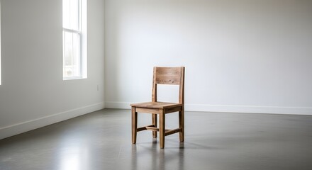 Fototapeta premium Rustic Wooden Chair in Empty Room