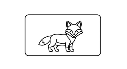 Fototapeta premium Cute Fox Illustration, Simple Line Art, Minimalist Design, Adorable Animal Icon