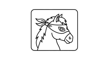 Obraz premium Cute Horse Head Wearing Mask and Bandana, Cartoon Style