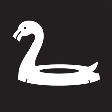 White swan inflatable pool float icon with inflatable, illustration