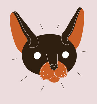 Cartoon vector illustration of Oriental cat face, sleek and curious feline portrait