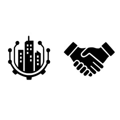 Obraz premium business partnership and city development