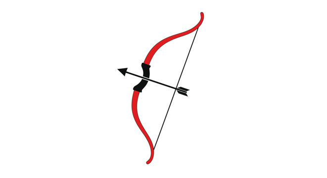 Red Archery Bow and Arrow Isolated on White Background